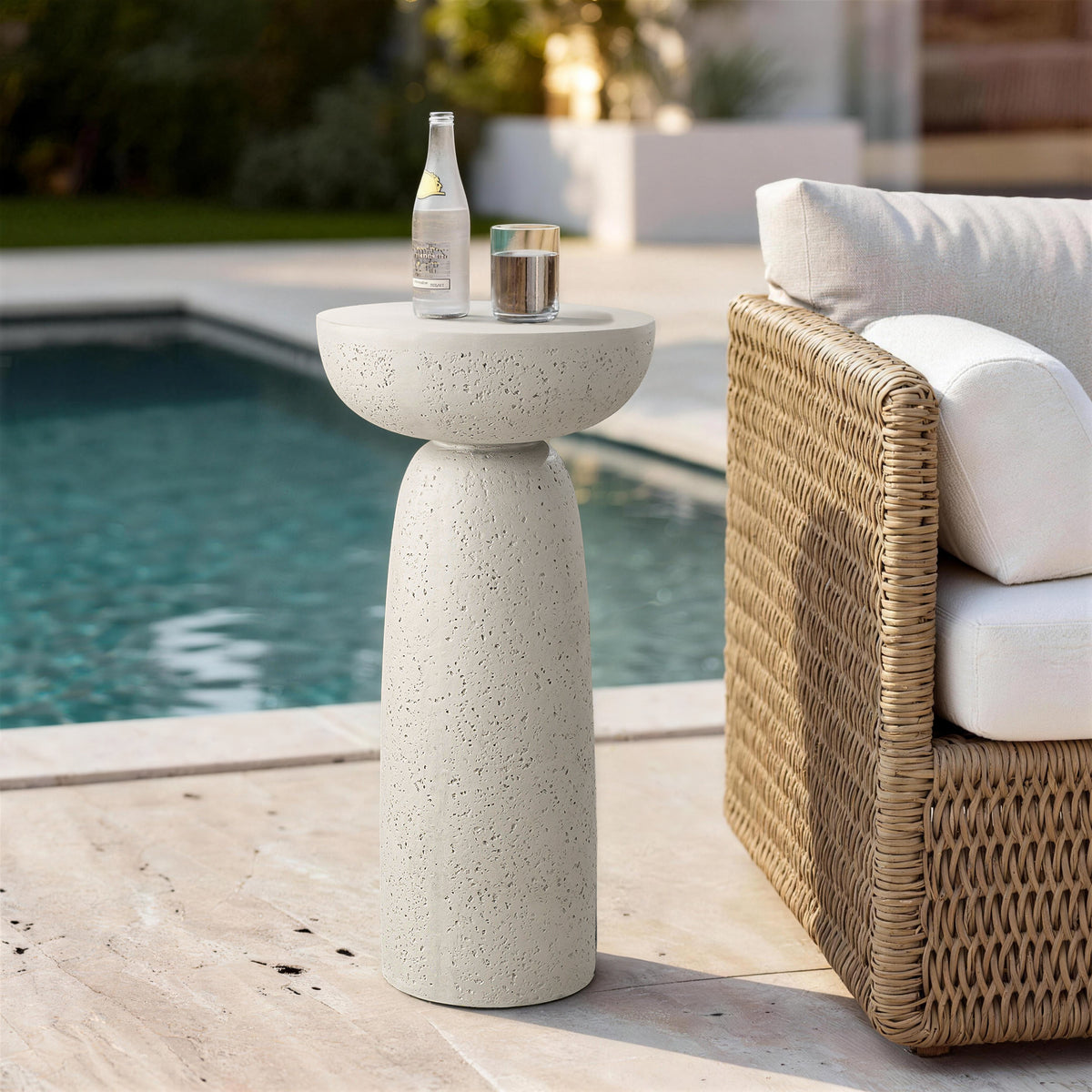 White Modern Round Pedestal Side Table End Table