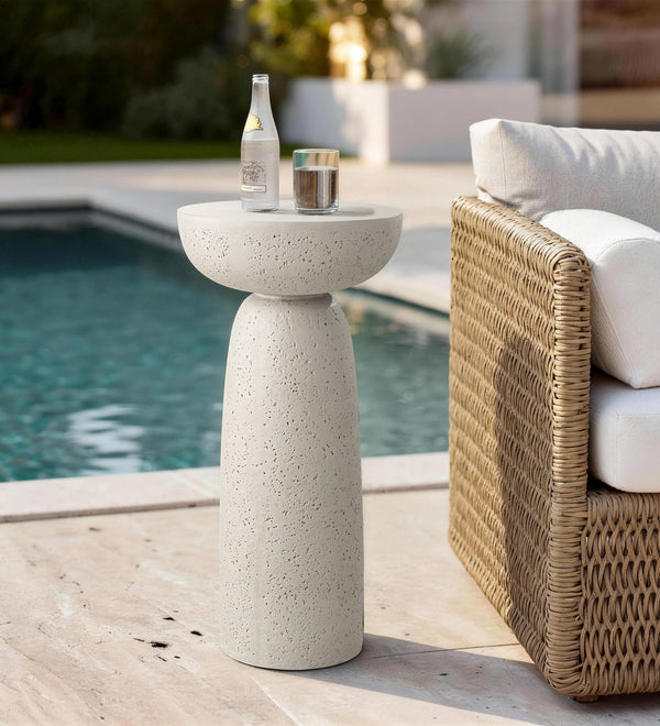 White Modern Round Pedestal Side Table End Table