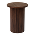 Walnut Round Wood End Table Fluted Pedestal Side Table