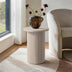 White Solid Wood End Table, Modern Drum End Table, 17 inch Wide Accent Table