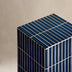 Blue Tiled Modern Square Accent End Table, Unique Stand