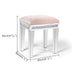 Pink Mirror Diamond Vanity Stool with Velvet Upholstered Seat