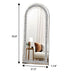 SHYFOY Glass Framed Arched-Top Floor Mirror with Crushed Diamond