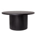 Black Round Coffee Table with Solid Wood Circle Pedestal Table