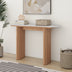 Mesa de consola de madera jaspeada natural para entrada con base estriada