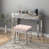 Pink Mirror Diamond Vanity Stool with Velvet Upholstered Seat