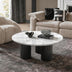 Schwarzer moderner runder Couchtisch mit Marmor-Optik-Platte