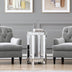 Mirrored End Table with Crystal Inlay, Round Modern Side Table Silver Accent Table