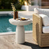 White Round Cement Pedestal End Table