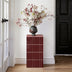 Red Tiled Modern Square Accent End Table, Unique Stand