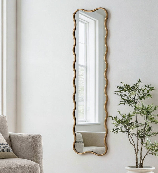 SHYFOY 59" Wavy Frame Antique Bronze Full-Length Wall Mirror
