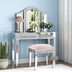 Pink Mirror Diamond Vanity Stool with Velvet Upholstered Seat