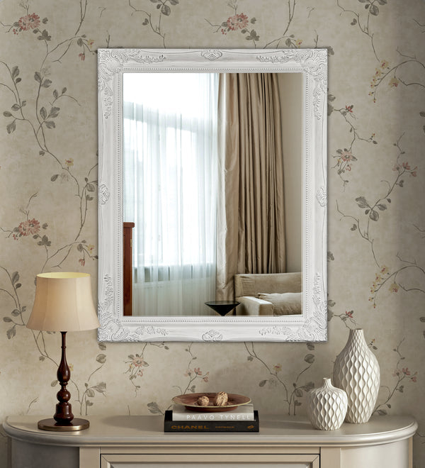 Antique White Ornate Wall Mirror