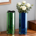 Green Glass Flower Vases for Home Decor, Living Room Decor