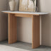 Mesa de consola de madera jaspeada natural para entrada con base estriada
