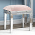 Pink Mirror Diamond Vanity Stool with Velvet Upholstered Seat