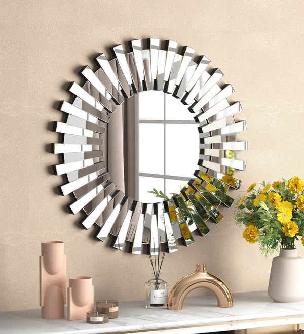 Circular Decorative Statement Wall Mirror for Entryway