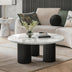 Schwarzer moderner runder Couchtisch mit Marmor-Optik-Platte