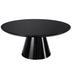 Black Modern Round Coffee Table with Cone-Shaped Base