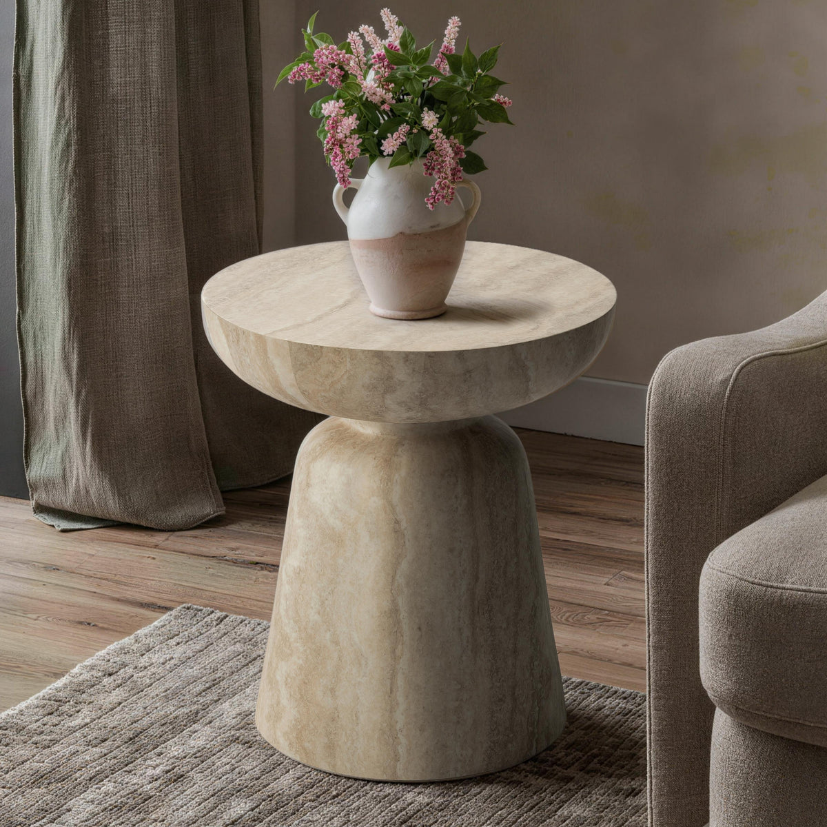 Mushroom-Shaped End Table, Fax Marble Pattern