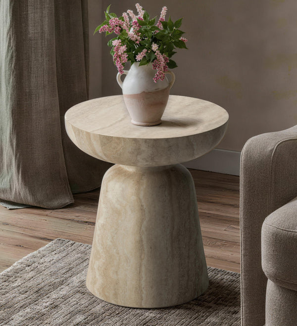 Mushroom-Shaped End Table, Fax Marble Pattern