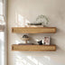 blingworld walnut-colored pine and rattan wall shelves, set of two