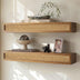 blingworld walnut-colored pine and rattan wall shelves, set of two