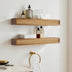 blingworld walnut-colored pine and rattan wall shelves, set of two