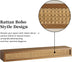 blingworld walnut-colored pine and rattan wall shelves, set of two