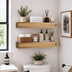 blingworld walnut-colored pine and rattan wall shelves, set of two