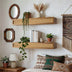 blingworld walnut-colored pine and rattan wall shelves, set of two