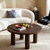 Mesa de centro redonda moderna con patas de madera maciza - Elegante pieza central para sala de estar