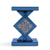 Blue Tall Mirrored Glass Pedestal End Table