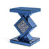 Blue Tall Mirrored Glass Pedestal End Table