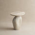 Unique Round End Table, Asymmetrical Pebble Design, Faux Marble Pattern