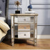 Accent Mirror Glass 3 Drawers Vintage Nightstand End Table