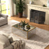Rectangular Coffee Table, Mirrored Glass Center Table with Brushed Gold Frame