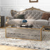 Rectangular Coffee Table, Mirrored Glass Center Table with Brushed Gold Frame
