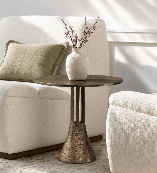Antique Brass Round End Table