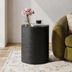 Black Modern Cylinder Side Table Minimalist Outdoor End Table
