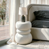 Modern Outdoor Side Table, Sculptural Patio Accent Table, White Concrete Look