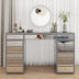 Mesa de tocador con espejo y tiradores de cristal – Escritorio de maquillaje negro de 13 cajones con paneles decorativos de cristal para el dormitorio