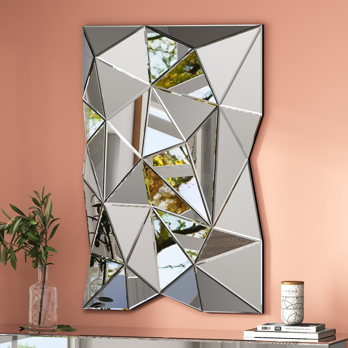 Modern 3D Wall Mirror Irregular Triangle Accent Mirror