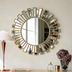 Silver Sunburst Decorative Round Wall Mirror