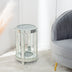 Mirrored End Table with Crystal Inlay, Round Modern Side Table Silver Accent Table