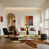 Quadratischer moderner Couchtisch aus Glas im abstrakten Design