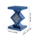 Blue Tall Mirrored Glass Pedestal End Table