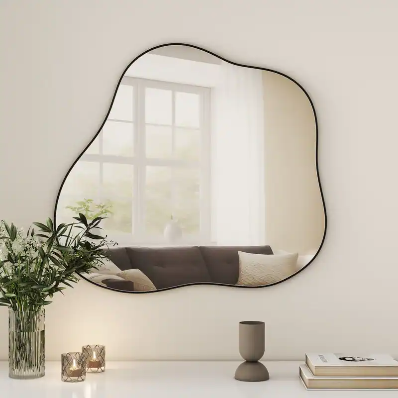 Espejo de pared asimétrico negro con forma de nube