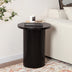 Black Round Wood End Table Fluted Pedestal Side Table