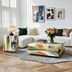 Quadratischer moderner Couchtisch aus Glas im abstrakten Design